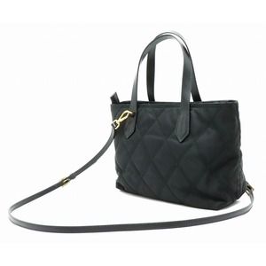 Prada Nylon Handbag Nero Stitching 2WAY Diagonal Black Leather